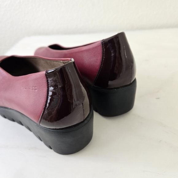 Wonders Fly Classic Leather Wedge Pumps Loafer Burgundy Size 39 Or US 9 - Picture 7 of 16